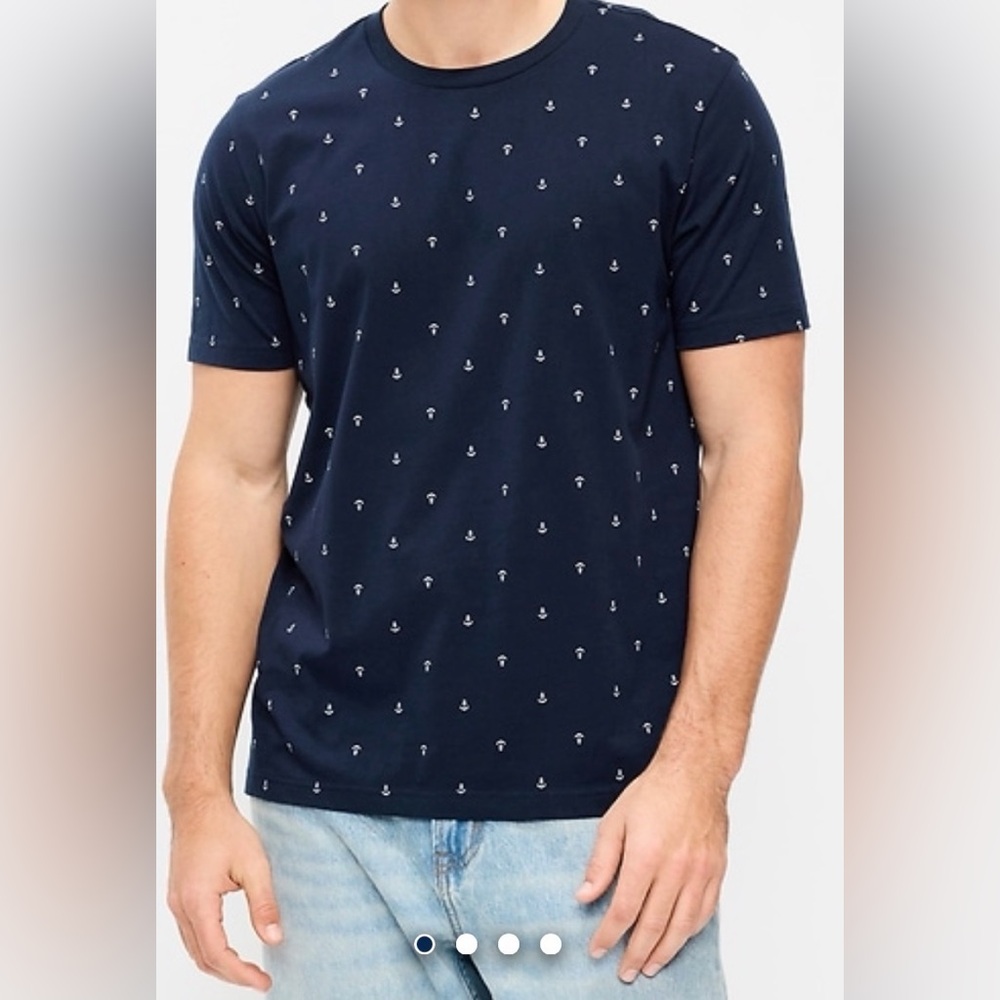 Old Navy Navy Short-Sleeve Tee with Tiny Palm Motif, Men’s L
